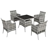 Outsunny 5 Pieces PE Rattan Outdoor Dining Set with Cushions,...