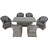 Outsunny 7 PCs Outdoor Patio PE Rattan Wicker Dining Set...