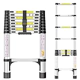 Telescopic Ladder, 2.6M Stainless Steel Thickened High-Strength...