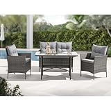 EVRE Mixed Grey Florence Garden Rattan Furniture Set 4 Piece Seat...