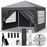 Bonnlo Gazebo with Sides 3m x 3m, One Button Quick Set Up Garden...