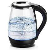 Electric Kettle, 1.7L Glass Tea Kettle with LED Indicator, 2200W...