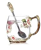 Luka Tech Handmade Enamel Butterfly Flower Glass Coffee Mugs Tea...