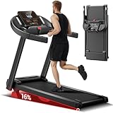 CURSOR FITNESS Folding Treadmill with 16% Adjustable Incline for...