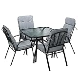 Outsunny 5 Pieces Garden Dining Set, Outdoor Square Dining Table...