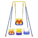 FCOUMY 3 in 1 Toddler Swing Set Folding Baby Swing for Garden...