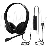 USB Headset with Microphone for PC Laptop, Adjustable Noise...