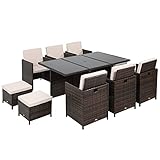 Outsunny 10 Seater Rattan Cube Garden Furniture Set with Parasol...