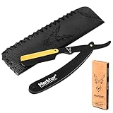 MARKHOR® Cut Throat Razor, Matte Black with 24K Gold Plated...