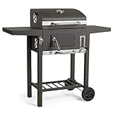VonHaus Compact Charcoal BBQ – Barbecue with Warming Rack,...