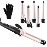 Hair Curler - 5 in 1 Curling Tongs Curling Wand with 5...