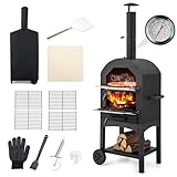 COSTWAY Outdoor Pizza Oven, Portable Wood Fire Pizza Maker with...