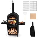 TANGZON Outdoor Pizza Oven, Wood-fired Pizza Maker with...