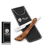 SHARPY Cut Throat Razor Kit - Wood Handle Straight Razor Men -...