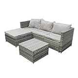 COZYBRITE Garden Corner Sofa Rattan Furniture Set 4 Seater Patio...