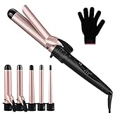 Curling Wand, UOUNE 5 in 1 Curling Tongs Curling Iron with PTC...