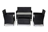 EVRE Black Rattan Garden Furniture Set Patio Conservatory Balcony...