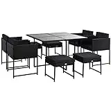 Outsunny 9 PCs Rattan Dining Cube Set Outdoor Patio Furniture PE...