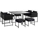 Outsunny 9 PCs Rattan Dining Cube Set Outdoor Patio Furniture PE...