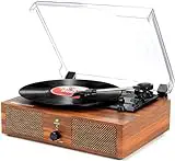 Vinyl Record Player Turntable with Built-in Speakers and USB...