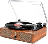 Vinyl Record Player Turntable with Built-in Speakers and USB...