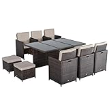 Outsunny Outdoor 11pc Rattan Garden Furniture Patio Dining Set...