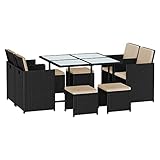 SONGMICS Garden Furniture Set Dining Table and Chairs, Set of 9...