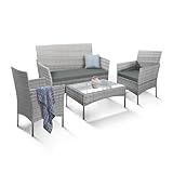 KEPLIN 4pc Rattan Garden Furniture Set – Outdoor Lounger Sofa,...