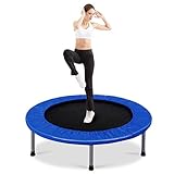 COSTWAY Mini Trampoline Set, 38' Foldable Fitness Bouncer with...