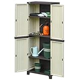 Outsunny Tall Plastic Utility Cabinet Garden Tool Shed Patio...