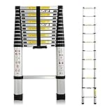 Aluminium 3.8M Telescopic Ladder - Extendable to 12.5FT, Max Load...