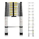 3.8M Telescopic Ladder, Aluminium Extension Ladder, Multi-Purpose...