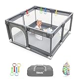 Kidoola Baby Playpen with Padded Frame & Mesh Walls, Balls & Pull...