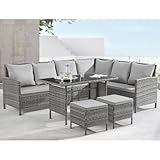 EVRE Madison 7 Seat PE Rattan Garden Furniture Set UV-Resistant...