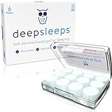 Deep Sleeps Silicone Ear Plugs for Sleeping, 6 Pairs - 27dB Sleep...