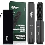 Beard Straightener Brush, REHOYO Cordless Hair Straightening Comb...