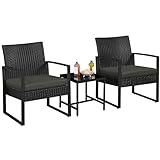 Yaheetech 3-Piece Rattan Garden Furniture Set, 2 Seater Chairs &...
