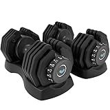 BRAINGAIN Adjustable Dumbbells Set 24kg / 40kg Pair | Space...