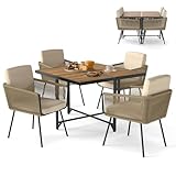 COSTWAY 5 Pieces Patio Dining Set, Outdoor Rectangular Table and...