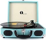 1byone Belt-Drive 3-Speed Portable Vinyl Turntable with Built in...
