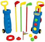 Kids Toy Golf Caddy Set with 3 Plastic Clubs, 3 Balls, Wheeled...