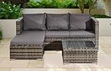 COSMO BUY 4-Seater L-Shape Mix Grey Rattan Corner Sofa Set 3...