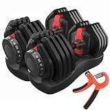 HAKENO 2x24kg Adjustable Dumbbell 15 in 1 Weight Set with Fast...