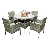 Holywarm 4-Piece Rattan Garden Furniture Set with Round Dining...
