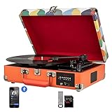 Bluetooth Record Player Belt-Drive 3-Speed Turntable Built-in...