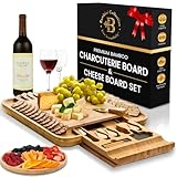 Premium Bamboo Cheese Board Set - Large Charcuterie Boards &...