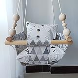 HB.YE Wooden Baby Swing Seat Set with Beads Cushions, Handmade...