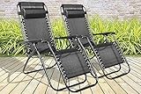 BARGAINS-GALORE Set Of 2 Reclining Sun Loungers - Outdoor Garden...