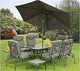 Candosa 11 Piece Garden Furniture Set Table Chairs Foot Stools &...