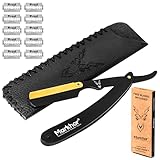 MARKHOR® Cut Throat Razor Kit, Matte Black with 24K Gold Plated...